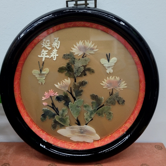 Vintage Round Asian Shadowbox Wall Art - Picture 3 of 10
